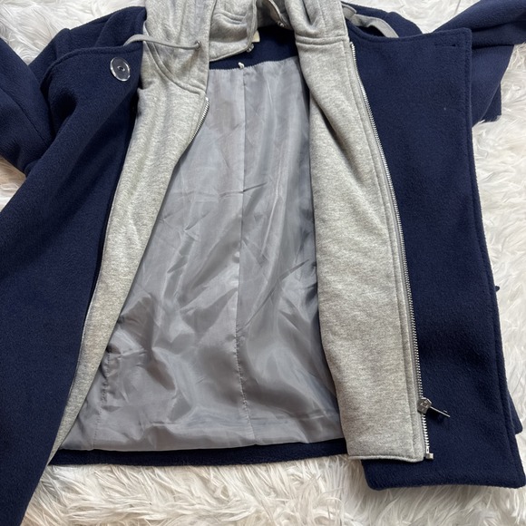 MAEVE By ANTHROPOLOGIE Twofer Peacoat Jacket With Removable Hood Liner Small S - Picture 10 of 14